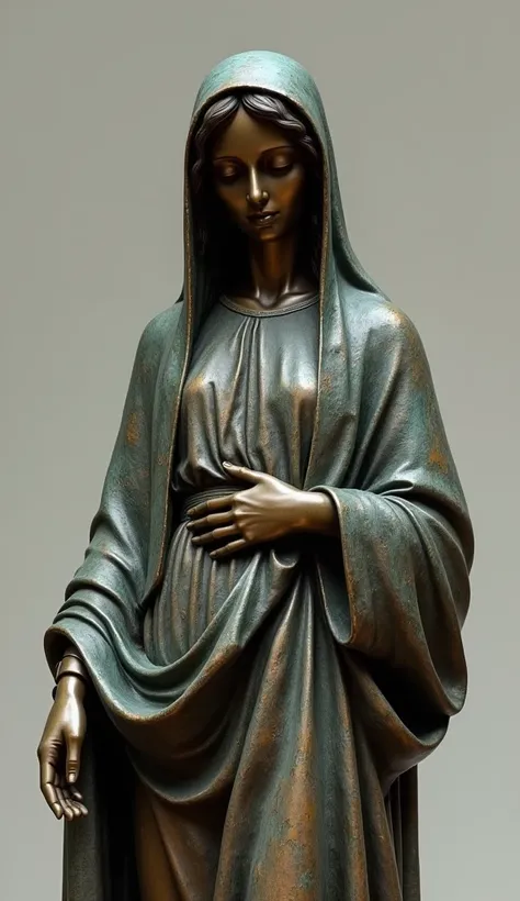  Beautiful Virgin Mary, whole body, Very old bronze statue