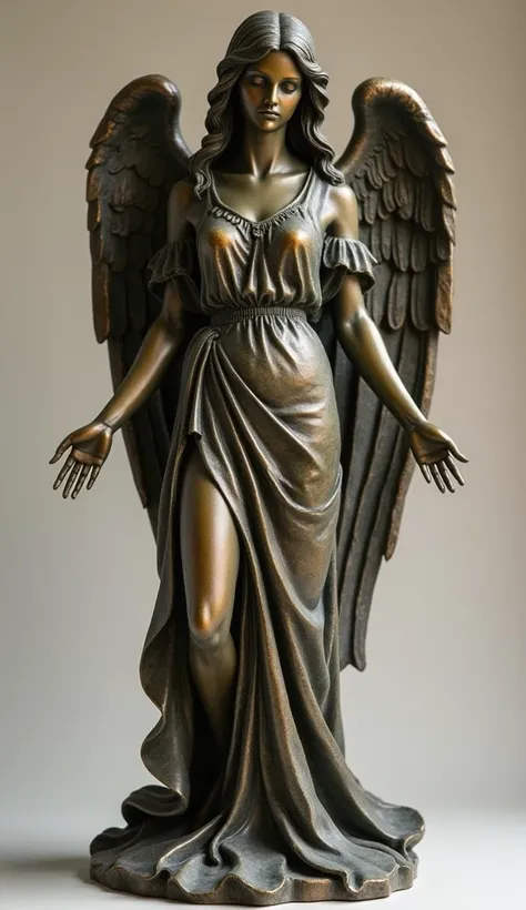  Beautiful female angel, whole body, Very old bronze statue