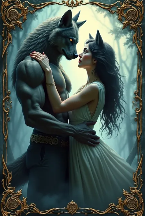 Female wolf with male wolf ( both in human form)  book cover with the title of Alphas Brood author name diomand doll