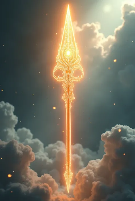 Generate an image of an angelic spear made in heaven