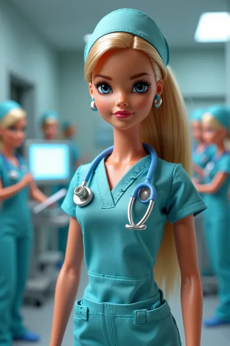 Design of several nurse Barbies