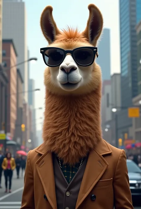 A llama wearing sunglasses and a blazer