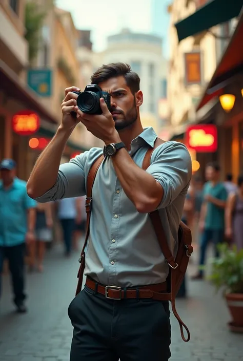 Create the image of a handsome male photographer 