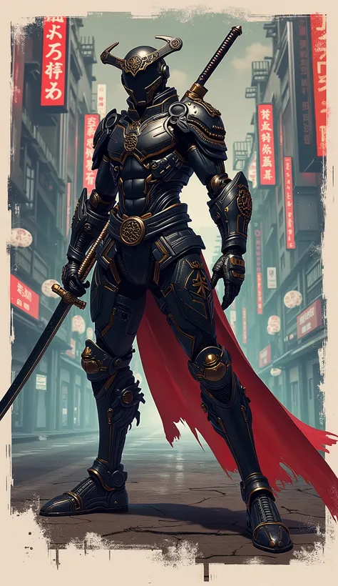 araffe dressed in a black suit holding a sword and a sword, cyborg samurai, cyber japan samurai armor, cyberpunk samurai, very beautiful cyberpunk samurai, full samurai armor spiderman, bio - mechanical ninja samurai, portrait of a cyberpunk samurai, cyber...