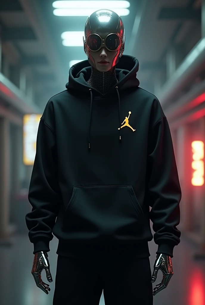 Android wearing Jordan 23 sweatshirt in black logo