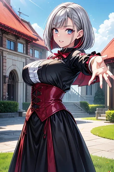 Girl posing for a photo, animeのcute女の子, ((One Girl)), ((Baby Face:1.3)), ((cute:1.3)), 
break 

#Clothing Accessories 
(((Red/Black)Gothic Lolita Clothing) : (elegant) + (Long skirt:1.2) + (Long sleeve) + (Red/Blackフリル付きドレスシャツ:1.2) + (Gothic Fashion) + (Bl...