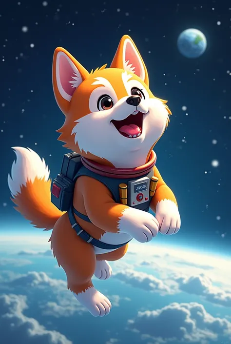 Create an image about the very happy dog Laika