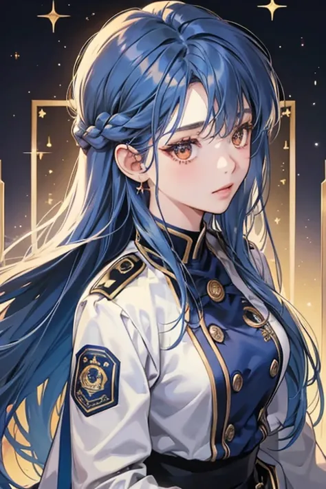 Arisa has a fair complexion with sharp gold eyes. Her long azure hair is worn in two braided circles at the bottom of her head. Her bangs are straight cut with a point at the center. As a student of Four Star Academy she wears the standard uniform beneath ...