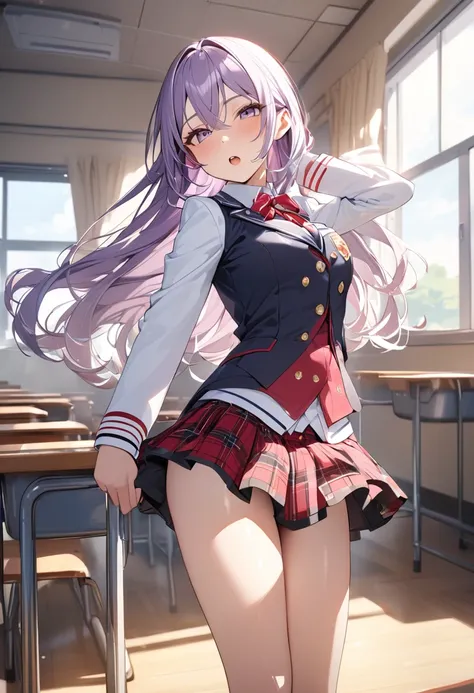 masterpiece,Highest quality,8k,uniform,classroom,high school student,Bold Pose,Big behavior,Shiny hair,Glossy skin,Japanese idol model,Use your charm:1.5,


