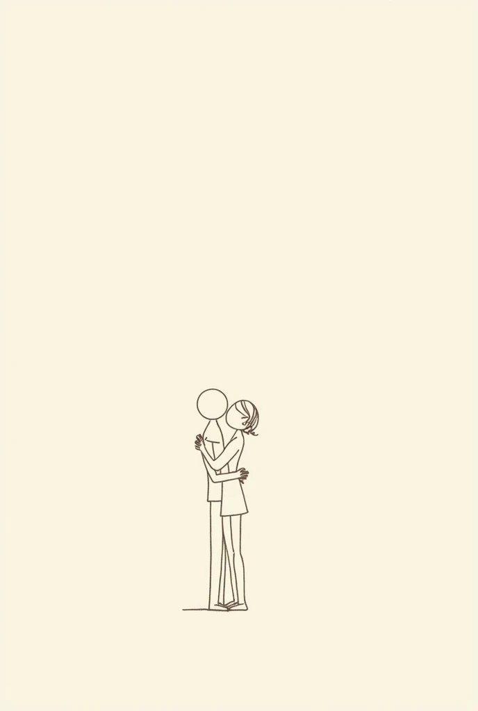 A pair of stick figures, a man and a woman, embracing each other.