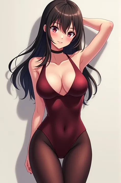 Anime woman in tight clothing showing her nipples
