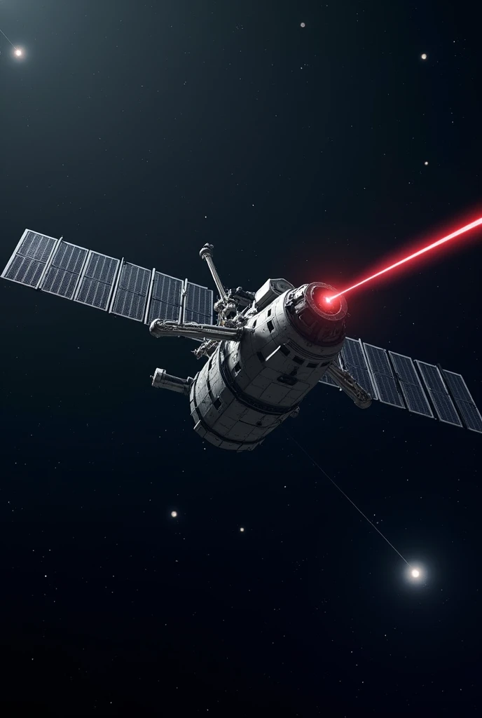 An satellite targeting Astro it’s in space using laser