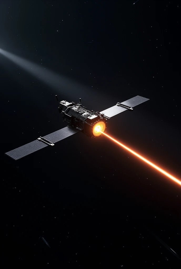 Satellite which is burning some metal part of rocket in space  using laser
