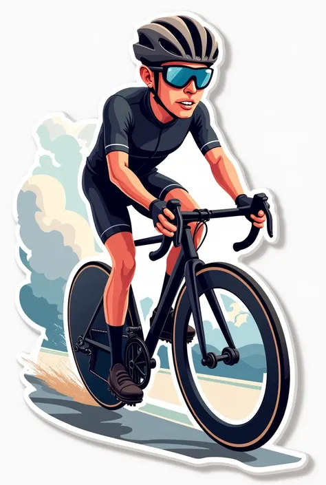 Vector image sticker art of Elon Musk as a bike racer cartoonistic 