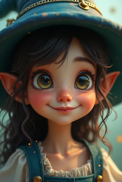 Cute girl big eyes cute smile but witch nose
