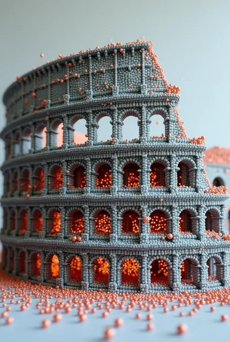 (photorealism:1.2), grey Coliseum made of uncountable little colored pushpins, show some parts of the Coliseum, grey background, 8K, High Quality