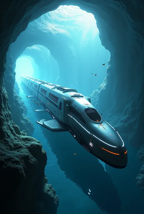 TECHNOLOGICAL TRAIN PASSING THROUGH AN UNDERWATER TUNNEL


