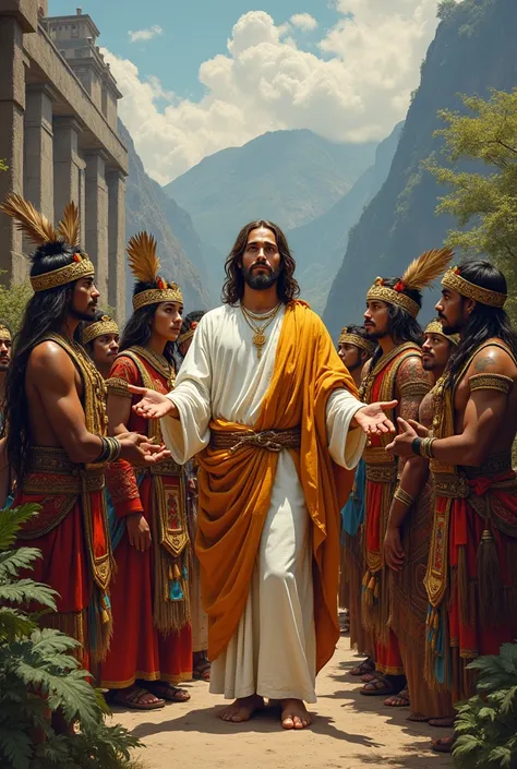 Jesus with the Incas flying 