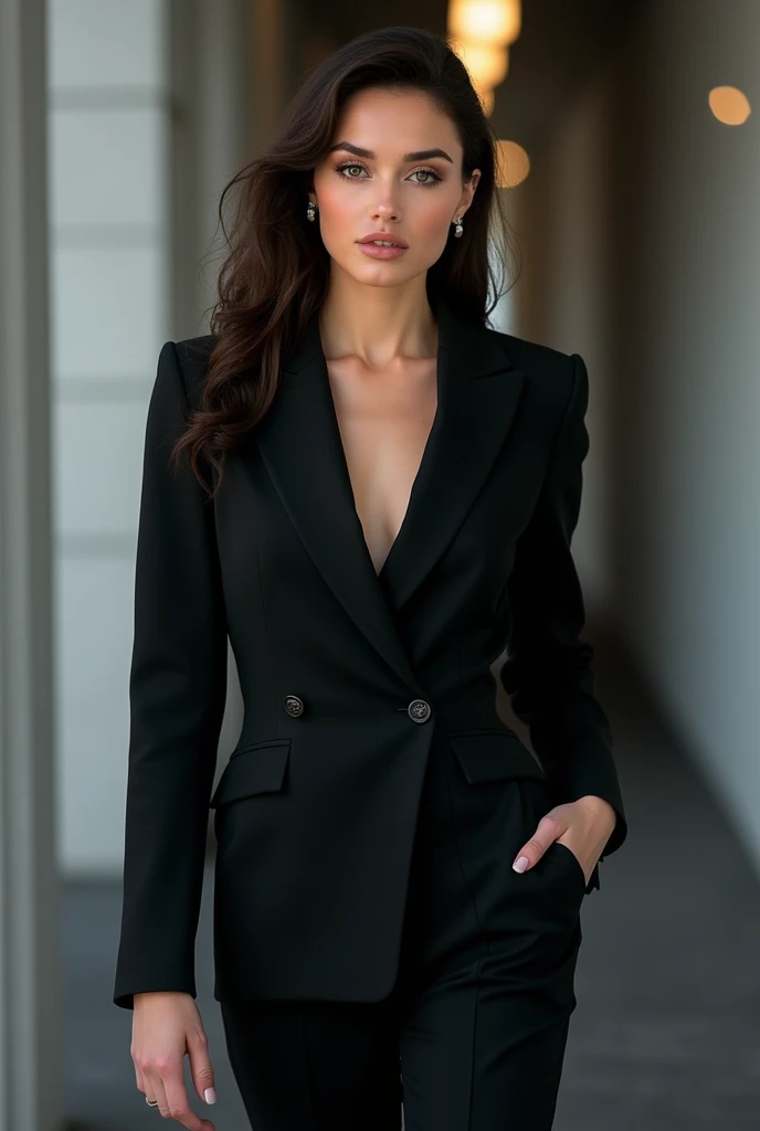 Beautiful girl in a Balenciaga suit