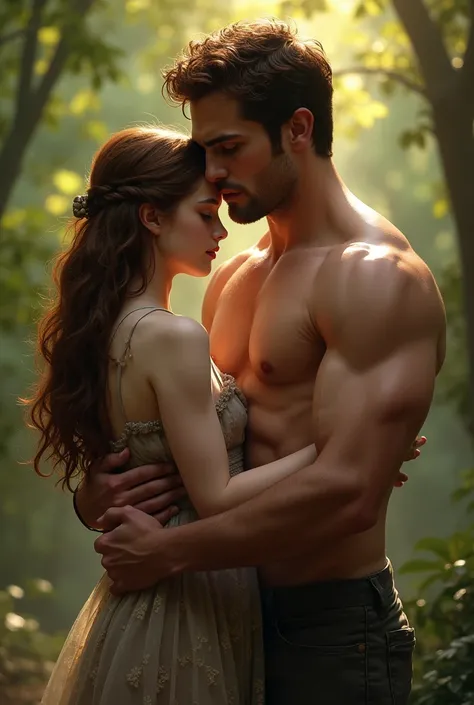 handsome shirtless Jacob Black hugging Renesmee Cullen 