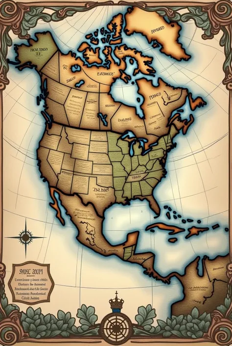 drawing of the map of America in the colonial period 
