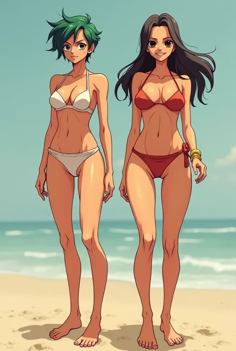 Nami and Robin from One Piece without clothes and without underwear peeled