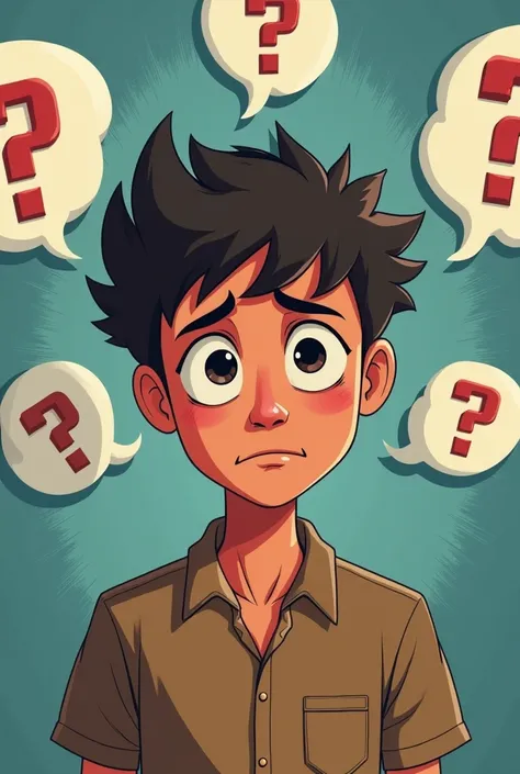 
A person looking concerned while trying to speak, surrounded by question marks and speech bubbles. The text overlay reads: "আমি কথা বলার ক্ষেত্রে সমস্যায় আছি। কোনো পরামর্শ বা টিপস থাকলে দয়া করে শেয়ার করুন!"