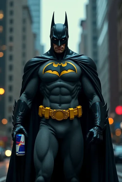 (Batman holding a redbull in his hand