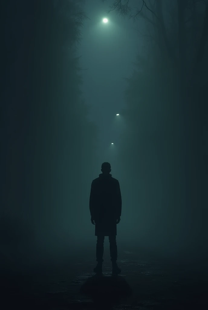 A man standing alone waiting for someone in darkness