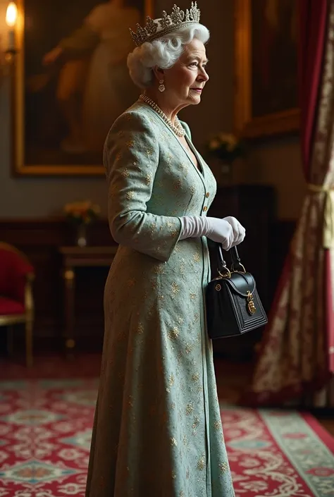  Queen Elizabeth leaving her hand bag on the floor to indicate she wants to leave an event.