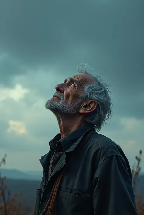 Old man staring at sky