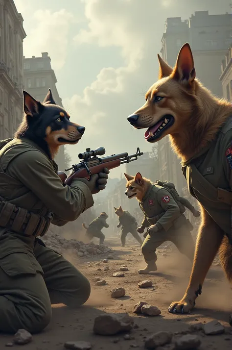 Create American Dogs Shooting Nazi Cats in WWII