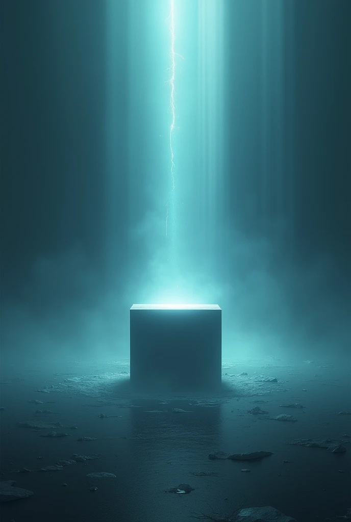 In the center of the empty space a mysterious box shone under a mysterious beam of light.