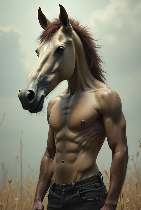 Man with a horse face