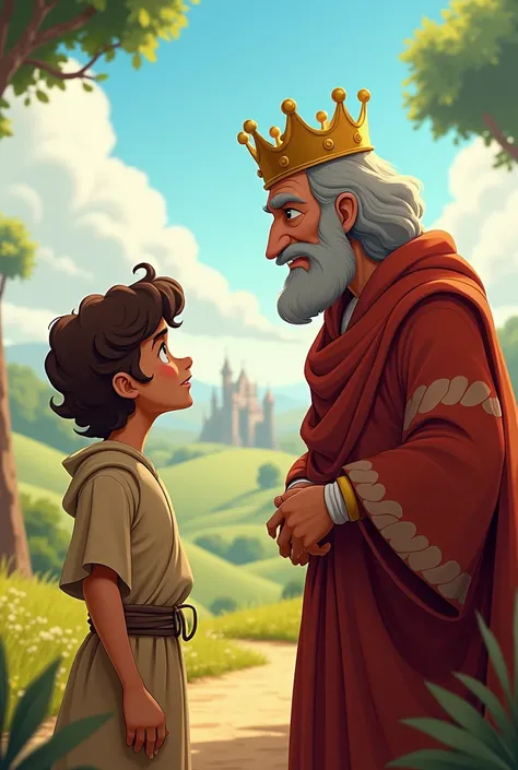 Disney cartoon King David talking to King Saul 

