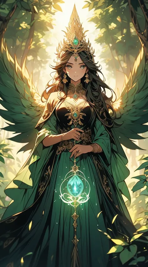 According to the characteristics and qualities you mentioned., Here is a description of a female character., a witch with green colors and who has the peacock animal as part of her representation: Silvana, la bruja pavo real,  una bruja con un aura misteri...