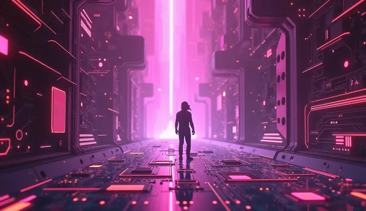 inside the pink and purple computer



