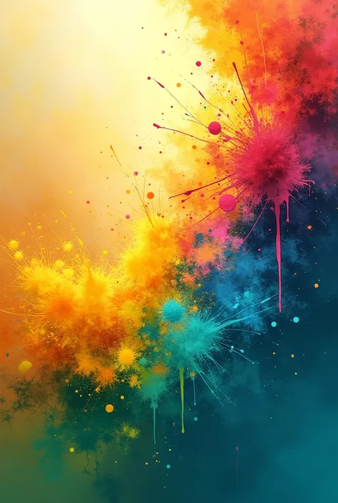 various vibrant and light colors of paint splashed