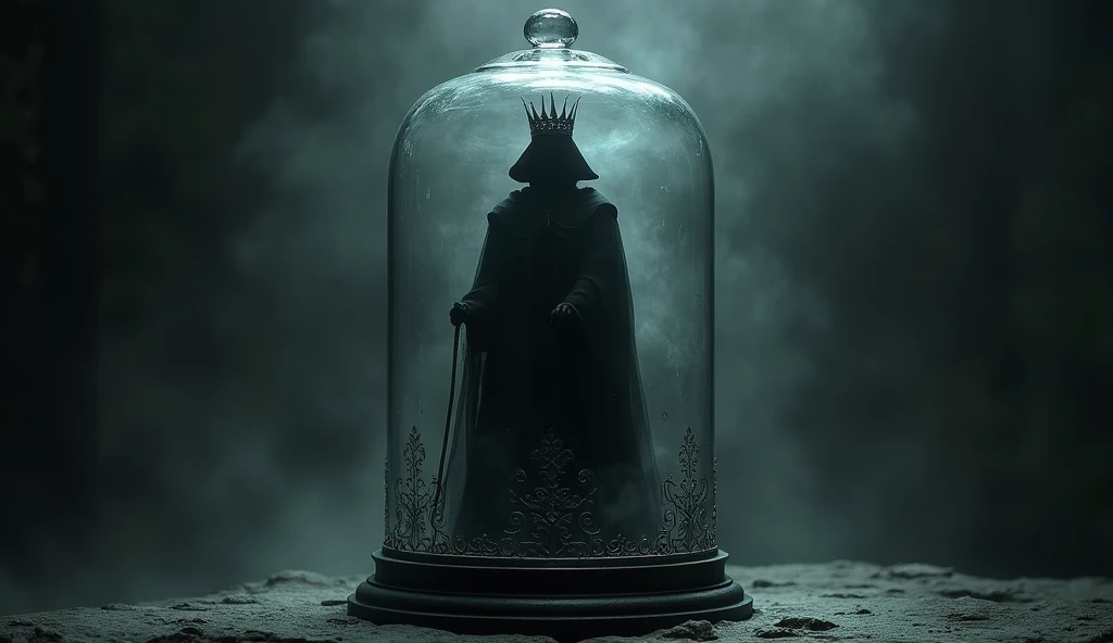 A black dark shadow crown in a glass