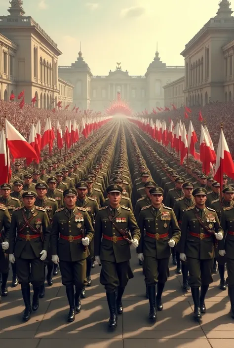 Polish army in a great march of soldiers World War II