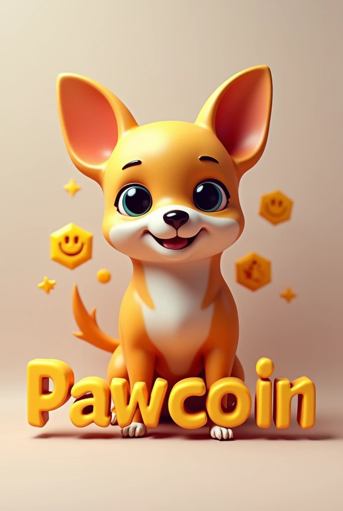 Create a logo for a Chihuahua Pawcoin memecoin but with 3d design