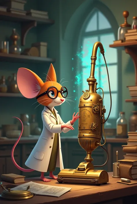 FEMALE MOUSE SCIENTIST CREATES MAGIC HOUSE VACUUM CLEANER