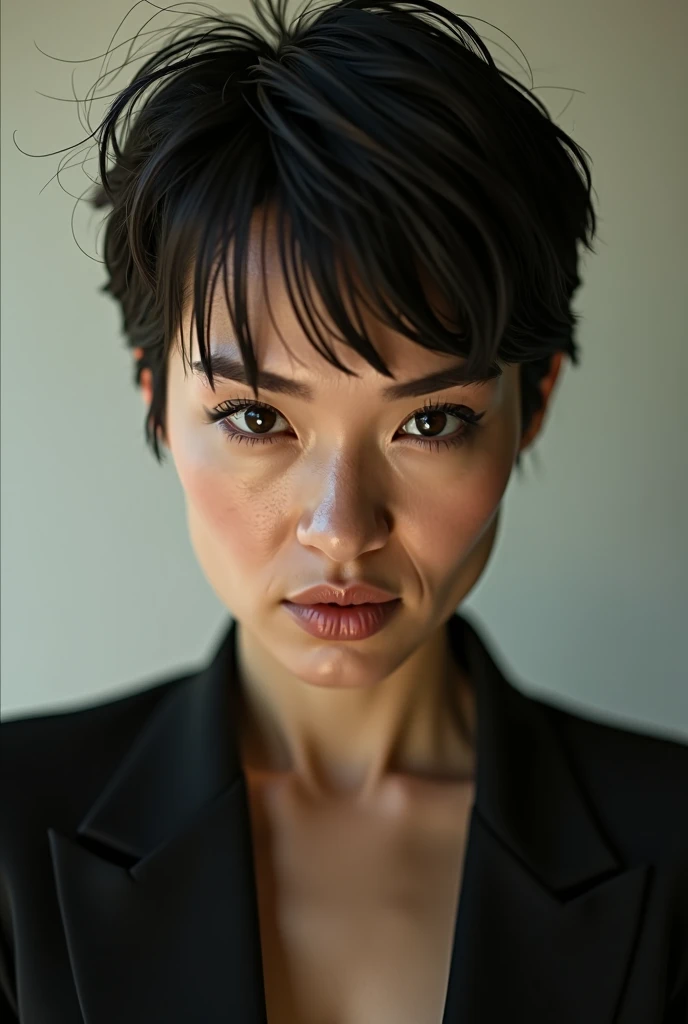 A woman with short hair