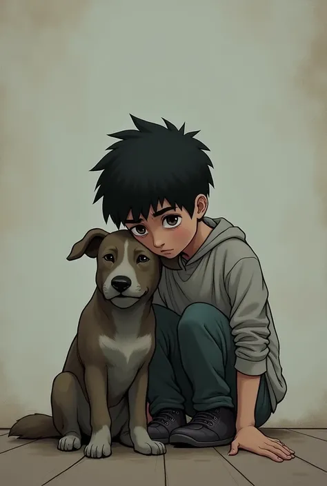 Boy sad wallpaper with dog