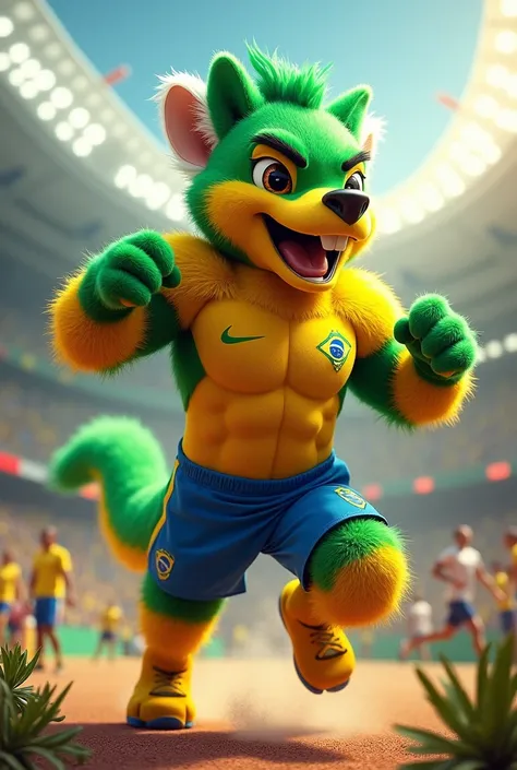 Pumped up Brazil Olympics mascot

