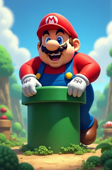 Make a slightly fat Mario who uses his hands to get out of a pipe 