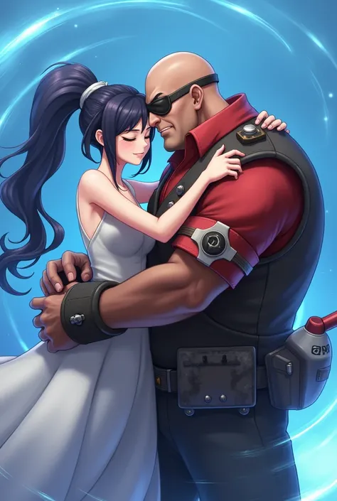  Azure lane taihou abrazando a Demoman de team fortress 2 