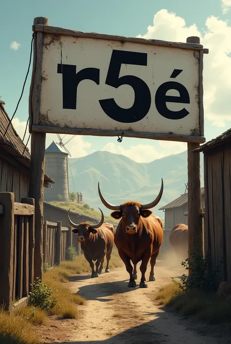 Bull farm that says “R5E”