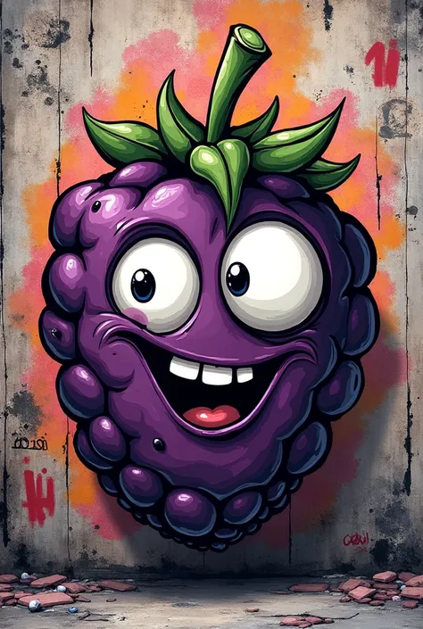 A graffiti-style blackberry doodle with a face