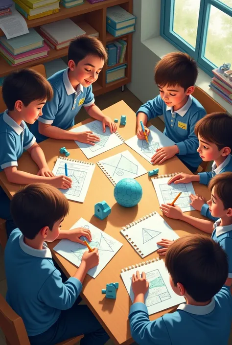 REAL image of an Argentine school where computer geometry and geometry with pencil and paper interact in education